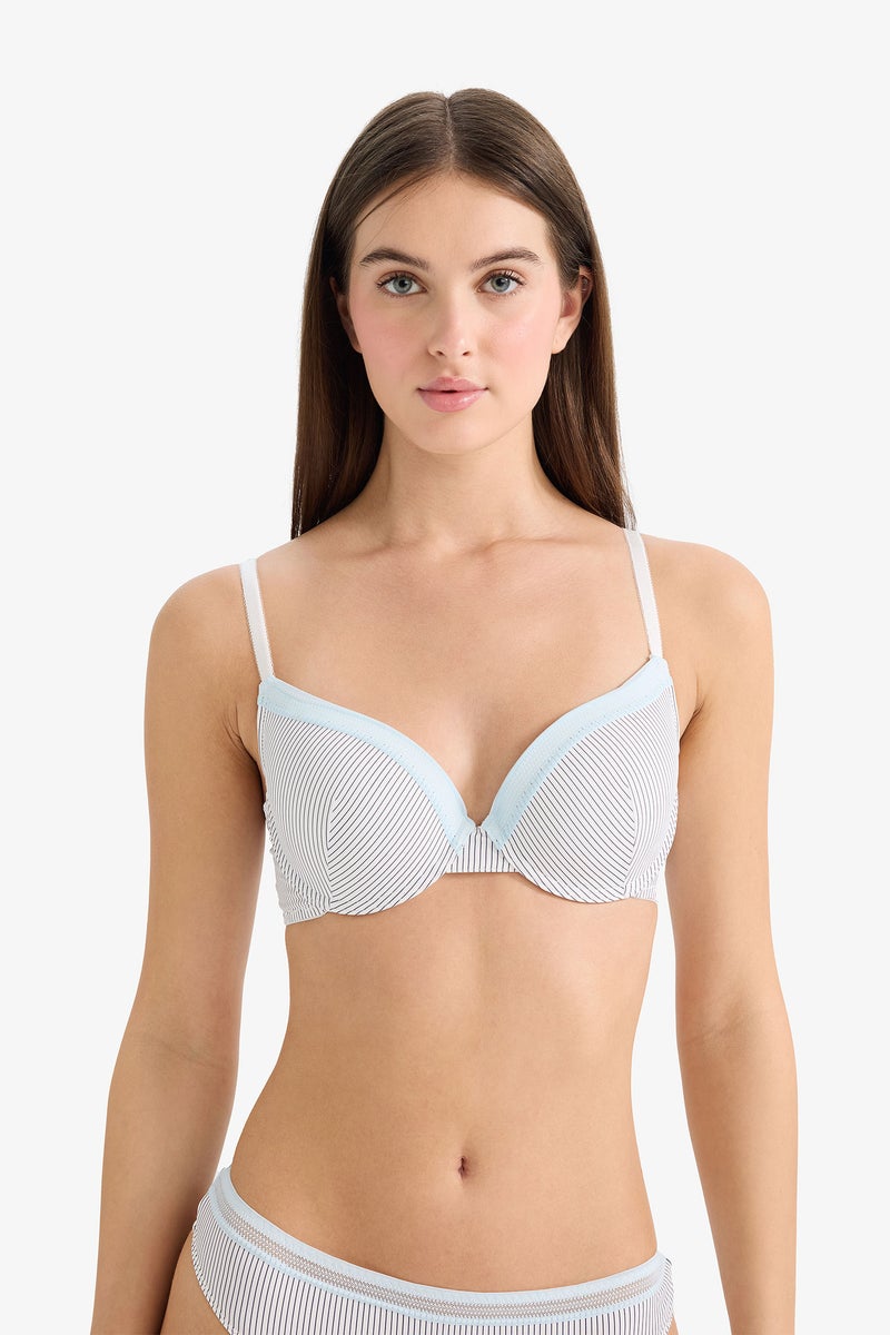 DeFacto White Woman Lace Detailed Micro Covered Padded Wire Free T-Shirt Bra Casual - Image 3